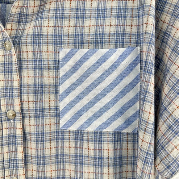 I Joah Premium Shirt Womens‎ S Blue Cream Plaid Button Up Short Sleeve High Low - Picture 4 of 8